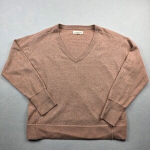 Lucky Brand Womens V-Neck Sweater Mauve Brown Dropped Shoulder Size M